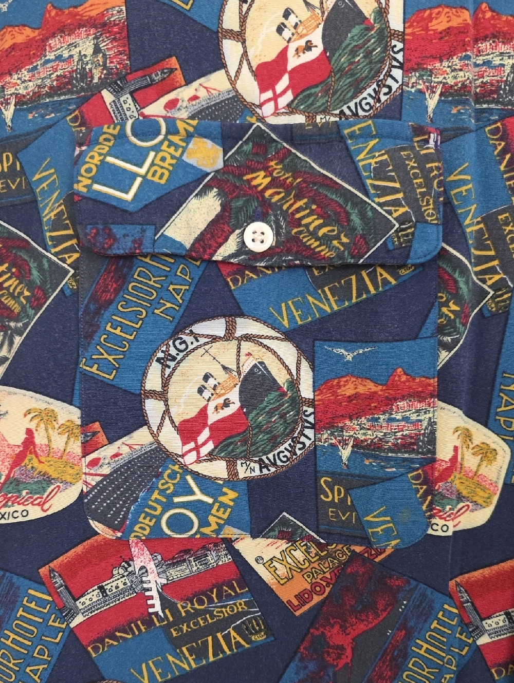 Polo By Ralph Lauren Multicolor Travel Print Ships & Hotels Short Sleeve Shirt L - Picture 8 of 16